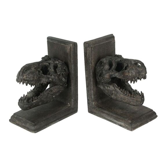 Set of 2 Resin Tyrannosaurus Rex T-Rex Skull Bookends Decorative Book Decor - Picture 1 of 4